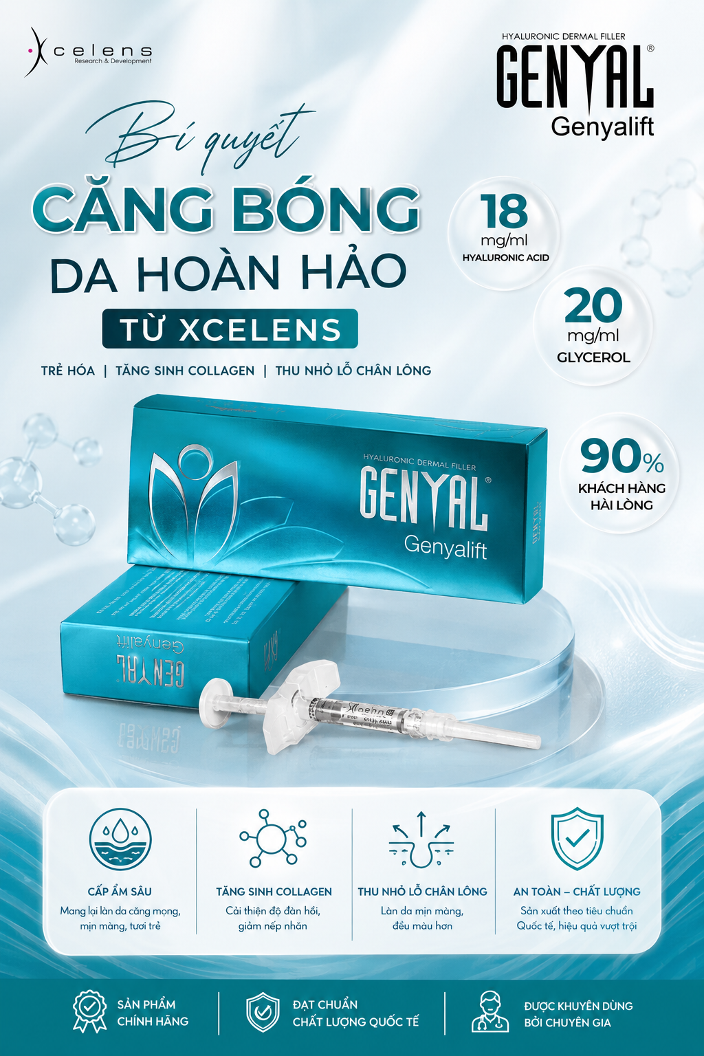 Booster trẻ hóa da, thu nhỏ lỗ chân lông Xcelent Genyalift – Skin Booster